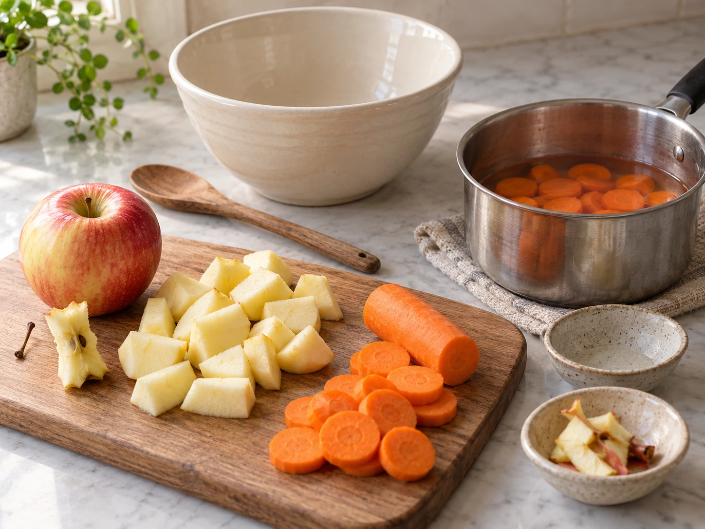 Apple and Carrot Fruit Leather Ribbons for Dogs step 1