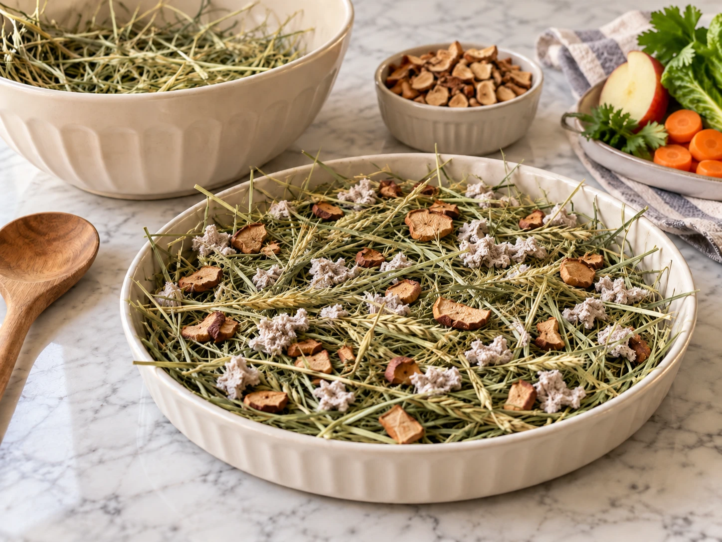 Applewood Hay Layered Forage Casserole for Guinea Pigs step 2