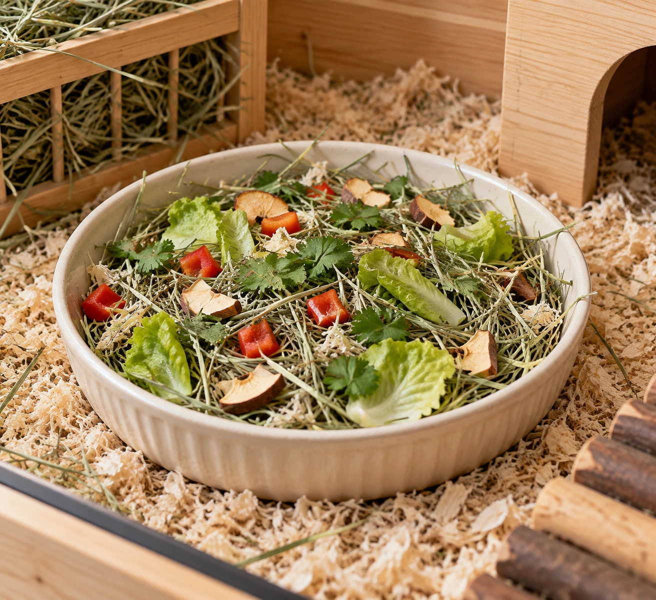 Applewood Hay Layered Forage Casserole for Guinea Pigs step 5