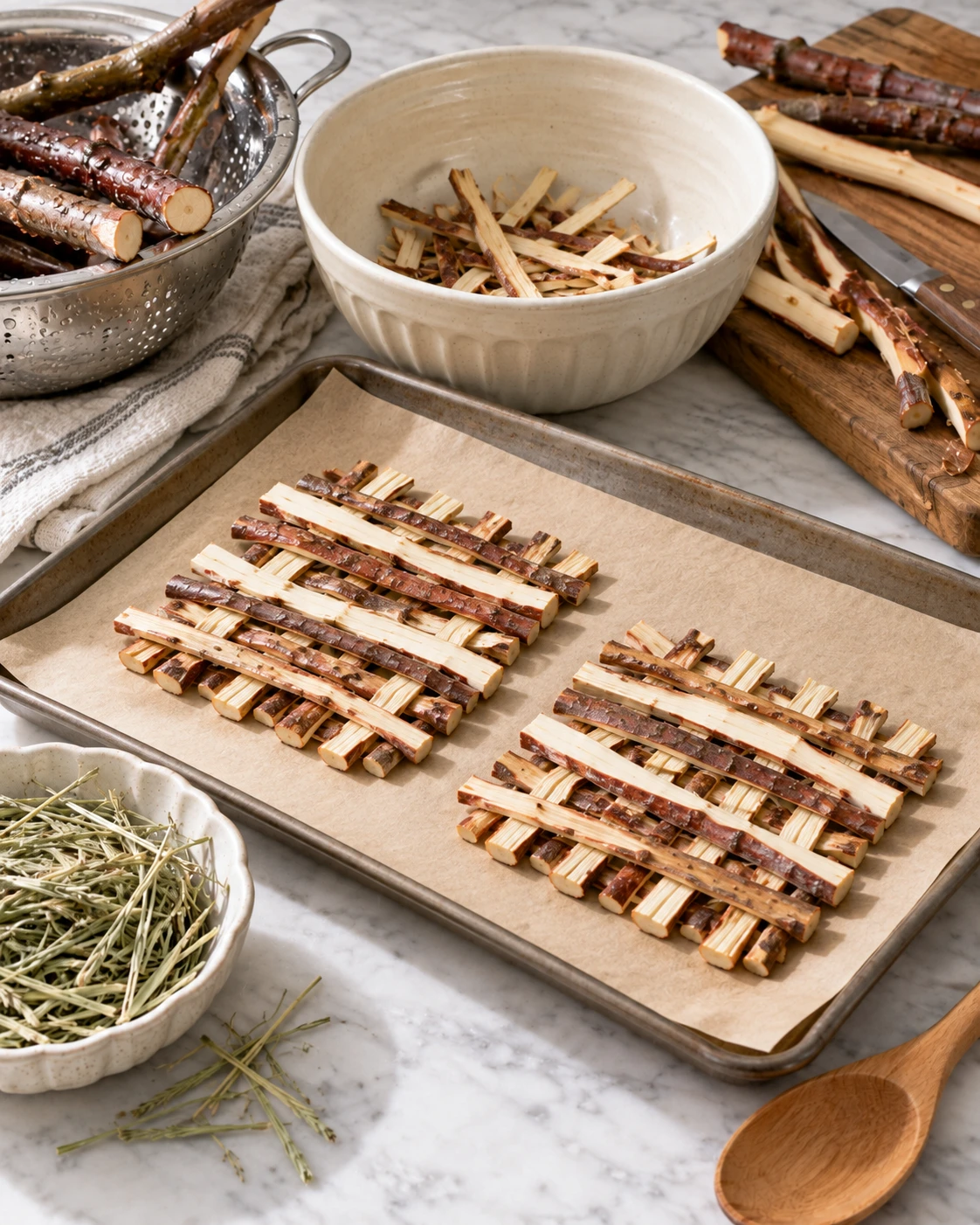 Applewood Herb Chew Mats for Guinea Pigs: A Simple Foraging Snack step 2