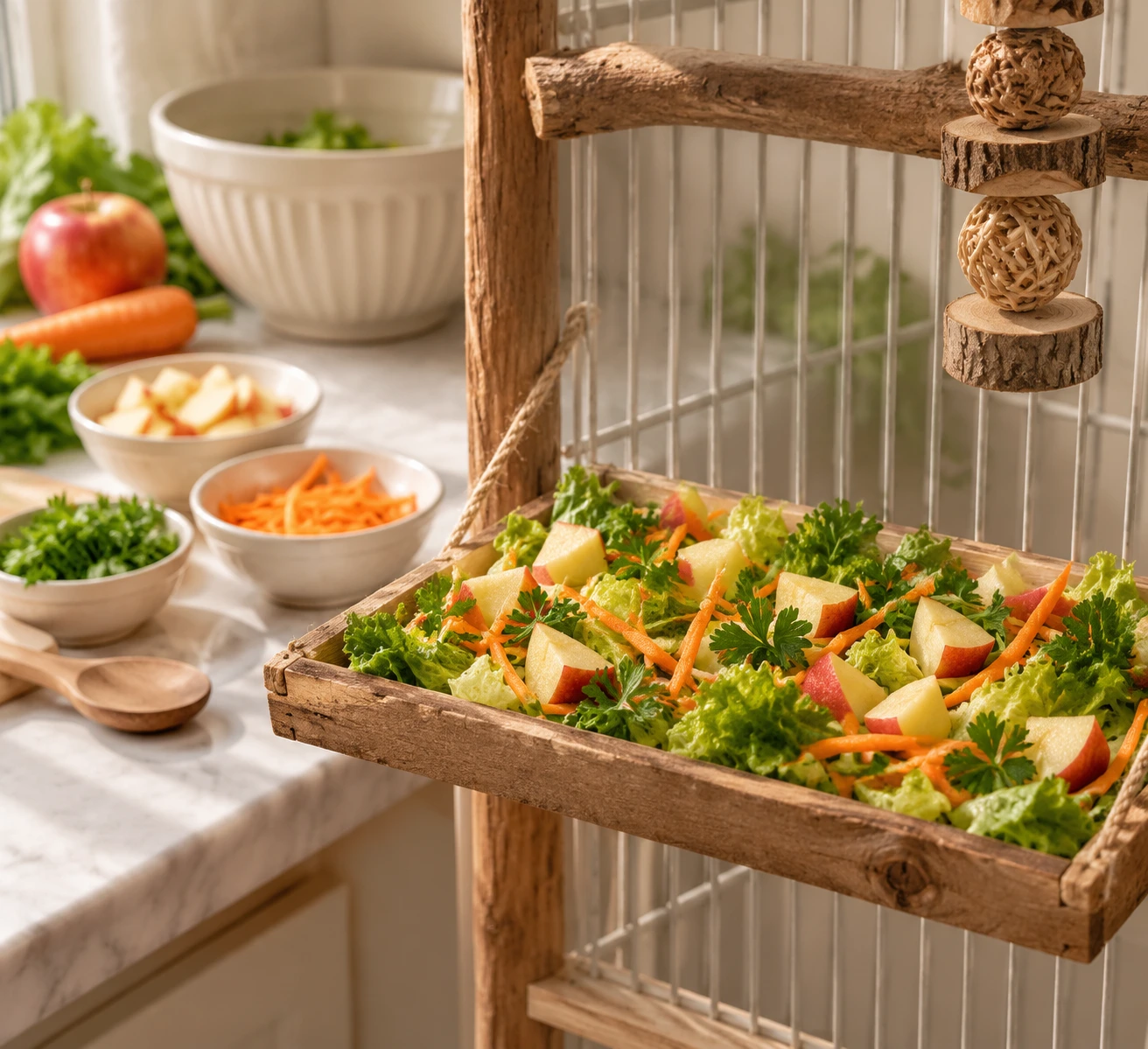 Autumn Apple and Carrot Pecking Board for Pet Birds step 5