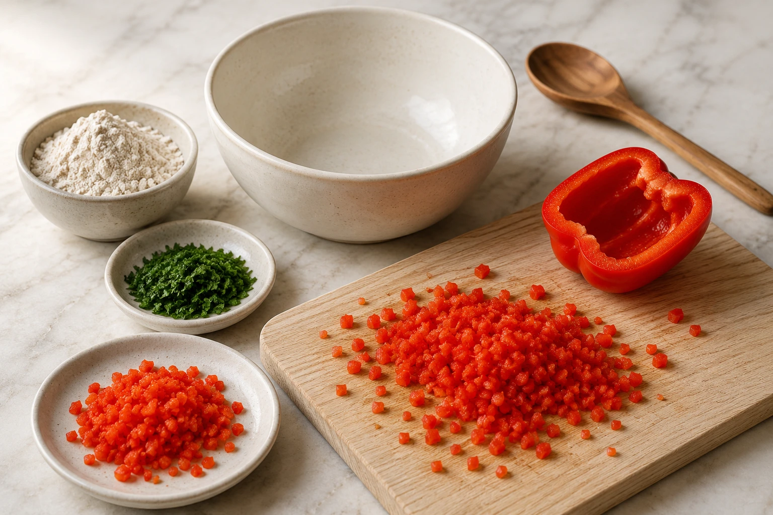 Bell Pepper and Buckwheat Foraging Crisps for Pet Birds step 1