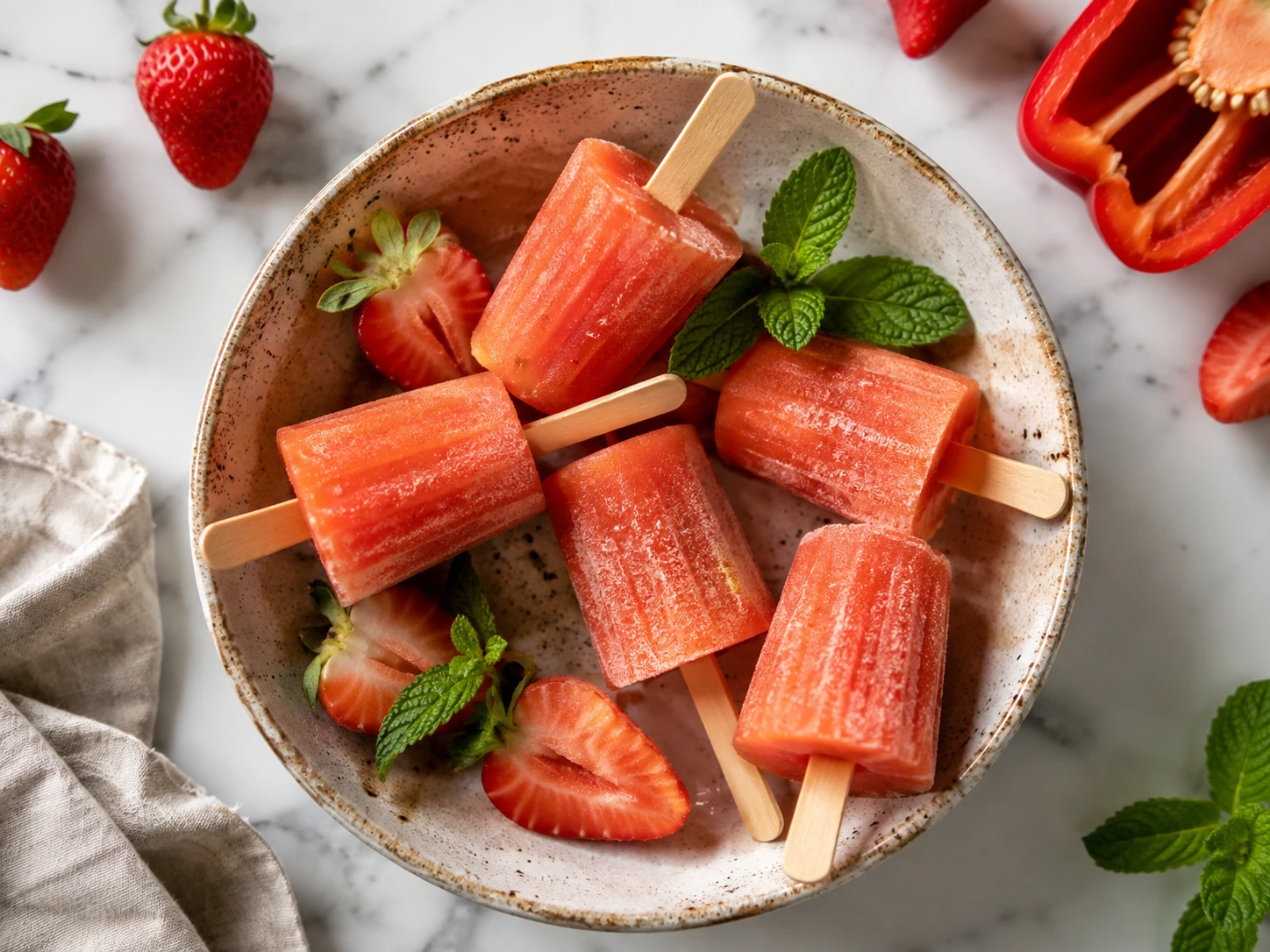 Bell Pepper & Strawberry Hydration Pops: Cool Treats for Small Pets step 1