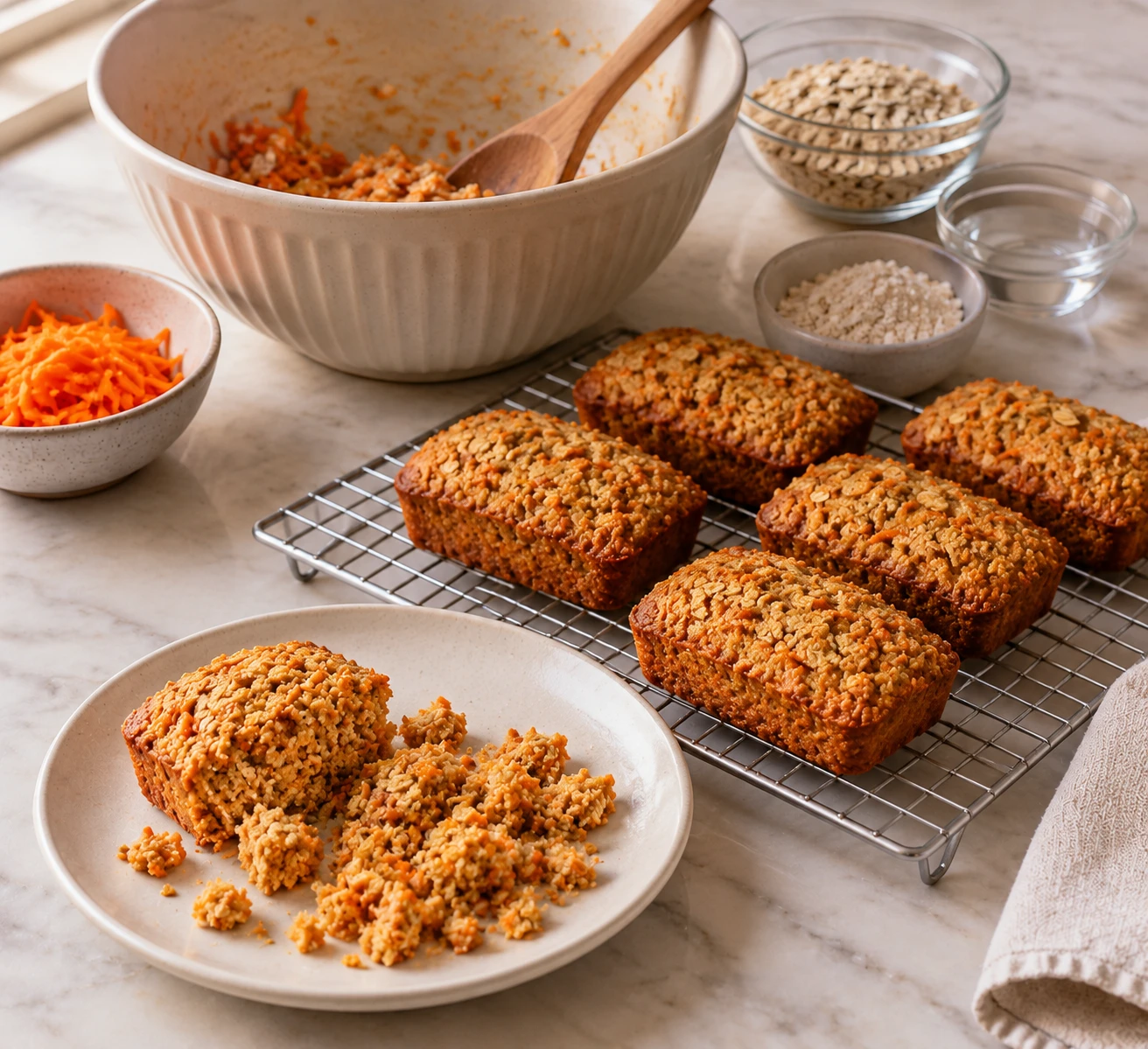 Birds Baked Carrot Oatmeal Mini Loaves step 5