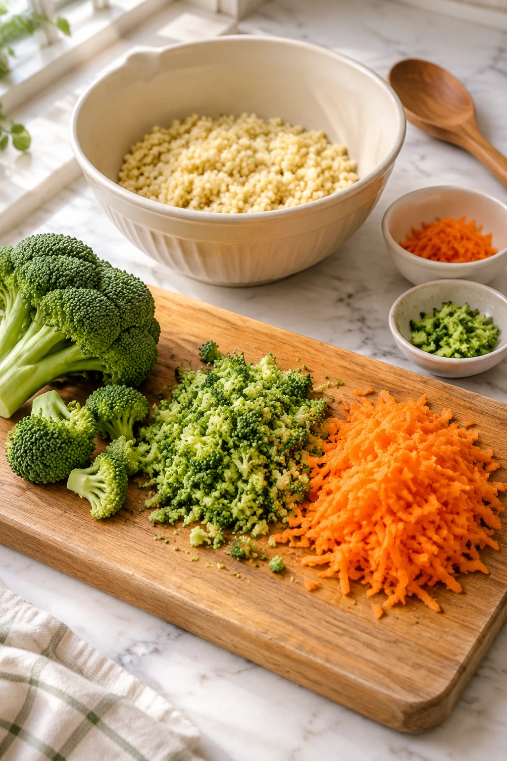 Birds Broccoli and Millet Savory Steam Cakes step 1