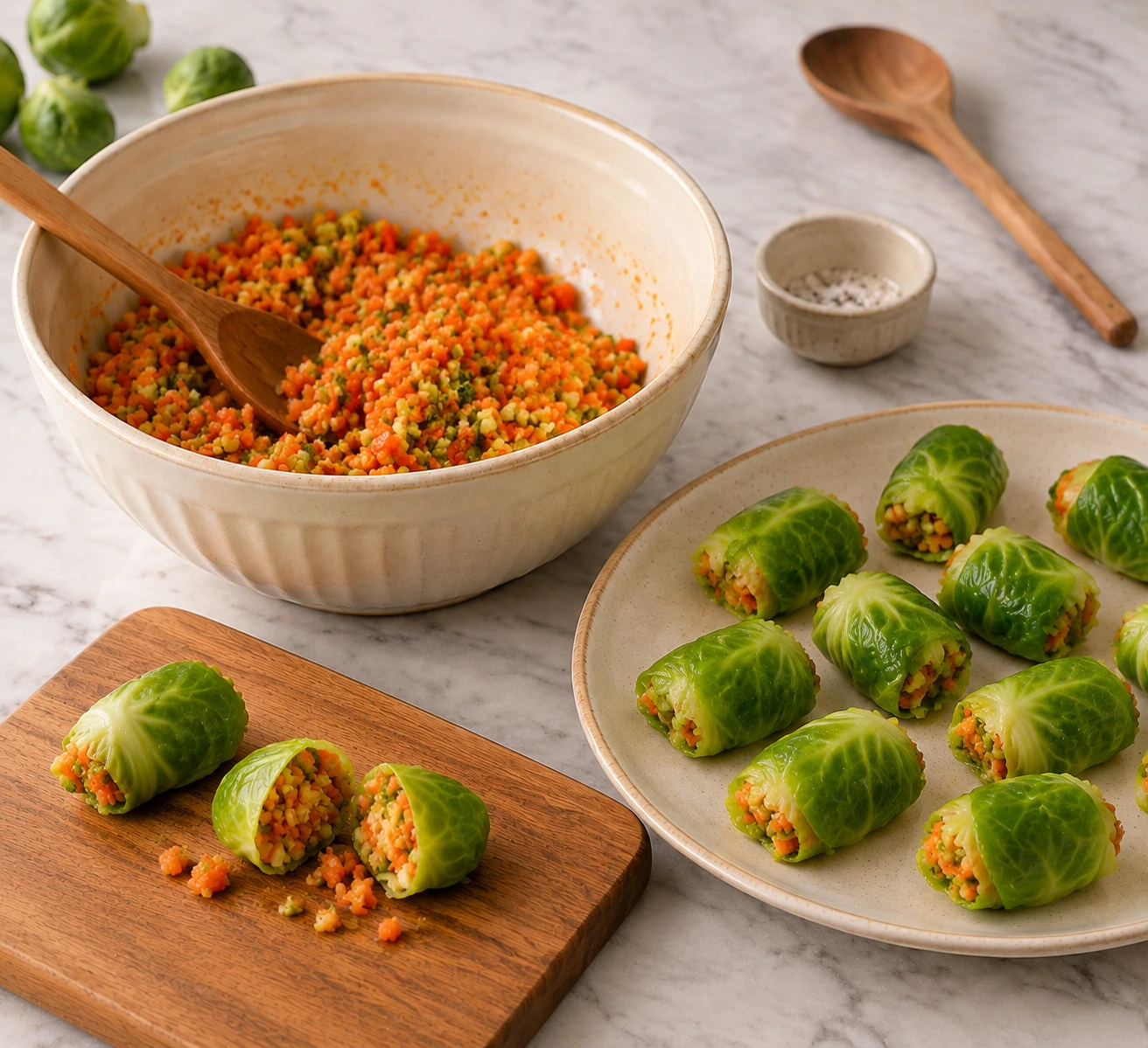 Birds Brussels Sprout Leaf Savory Parcels step 5