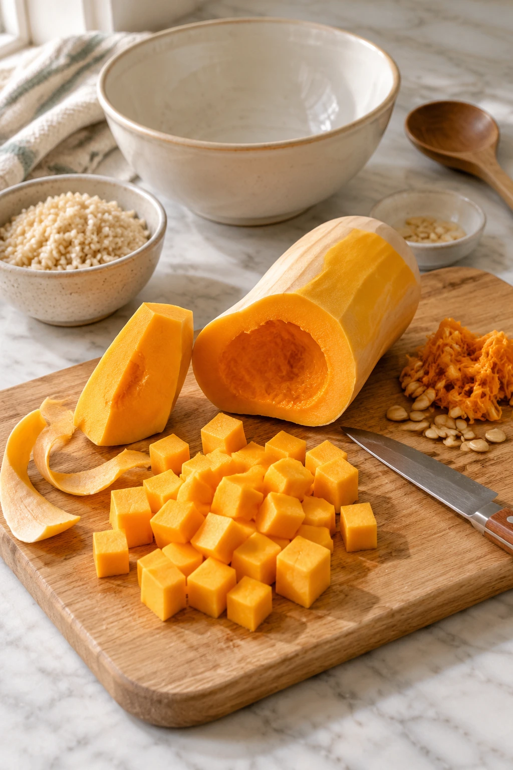 Birds Butternut Squash Rice Paper Rolls step 1