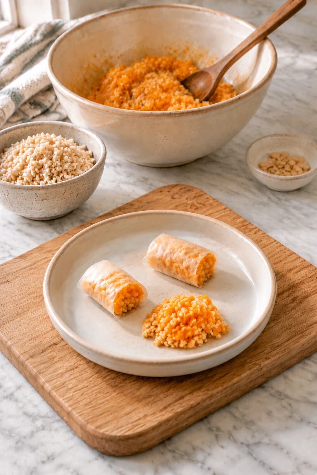 Birds Butternut Squash Rice Paper Rolls step 5