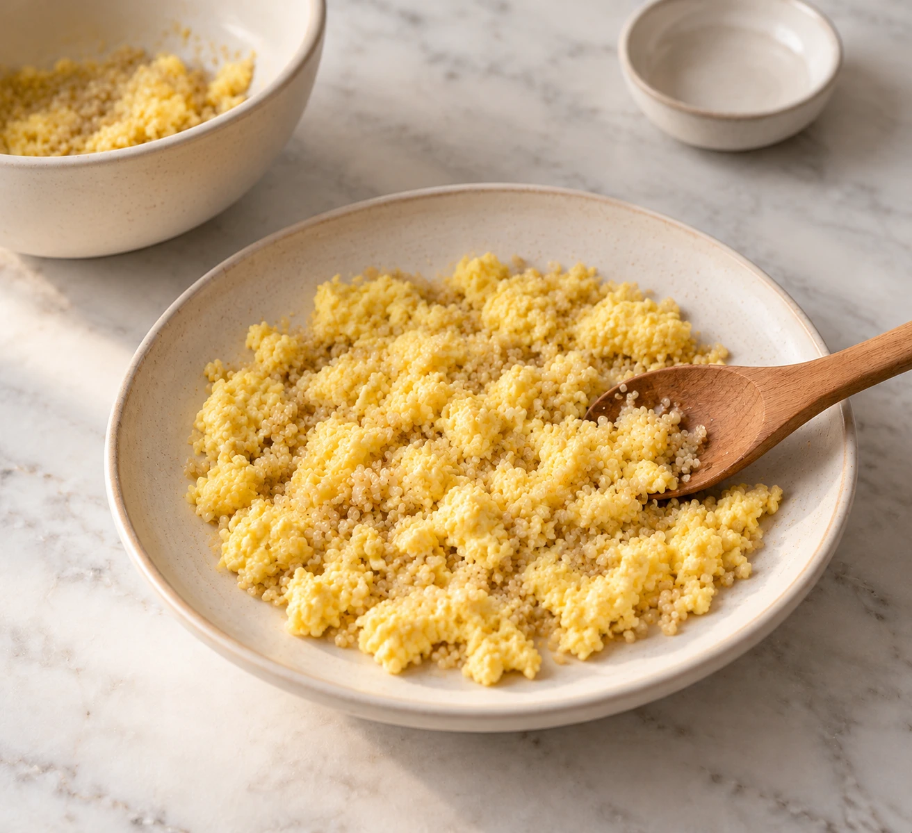 Birds Cooked Quinoa and Egg Breakfast Scramble