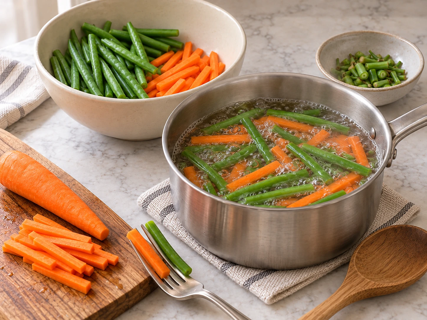 Birds Green Bean and Carrot Blanched Batons step 2