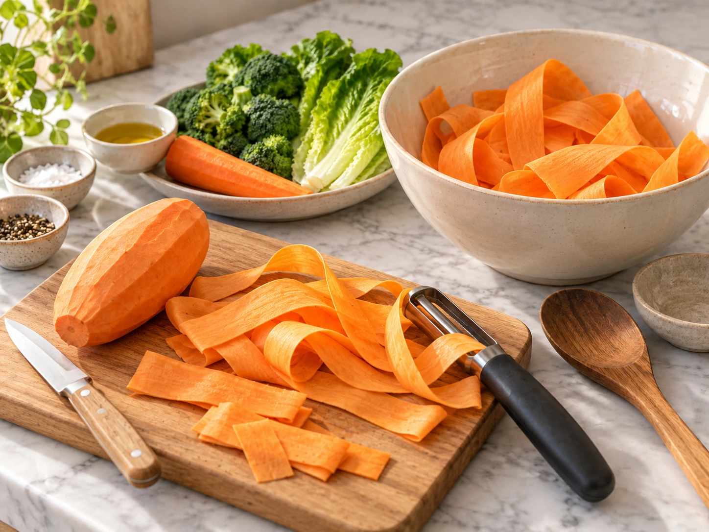 Birds Sweet Potato Broccoli Ribbon Salad step 2