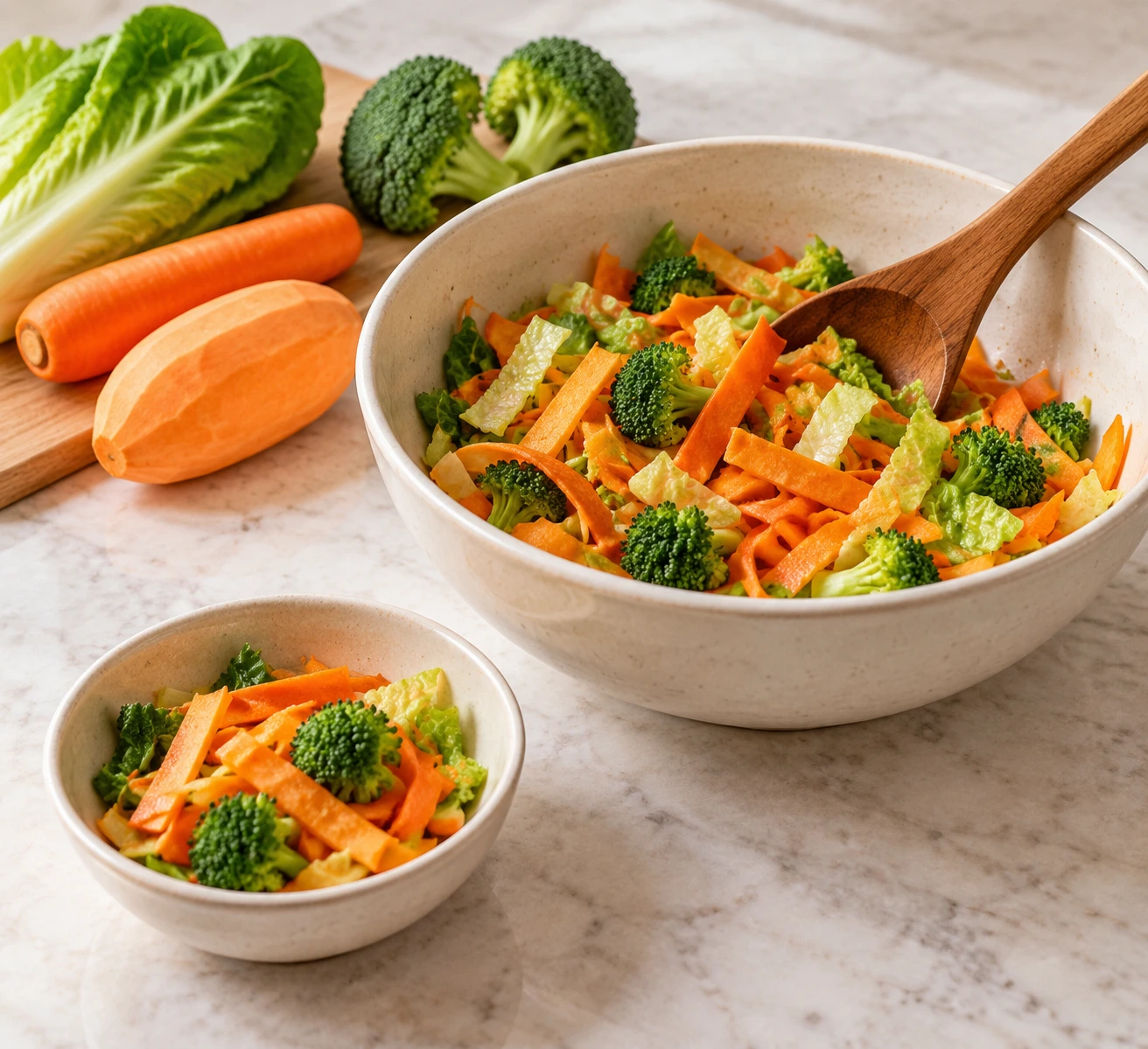 Birds Sweet Potato Broccoli Ribbon Salad step 5