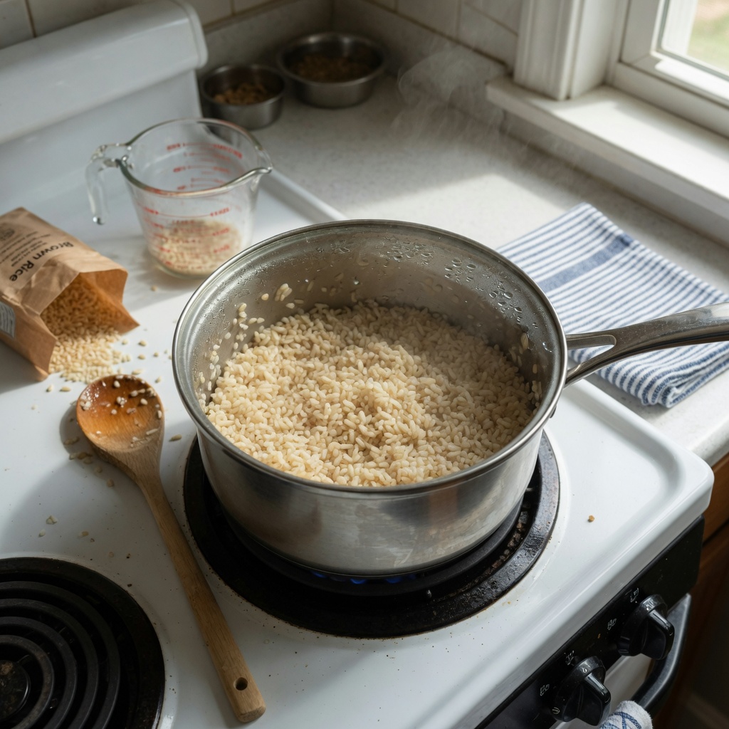 Easy Stovetop Brown Rice Veggie Dog Topper step 2