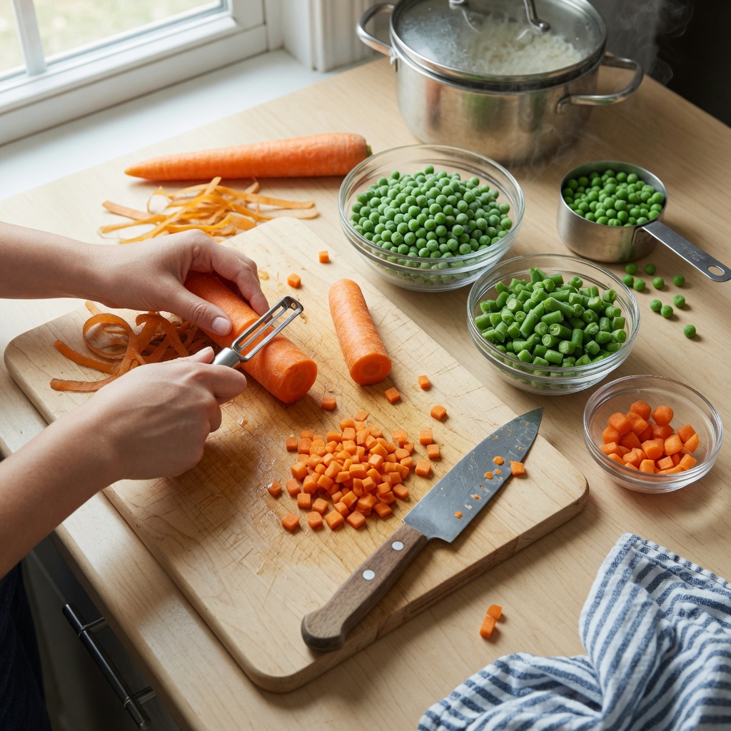 Easy Stovetop Brown Rice Veggie Dog Topper step 3