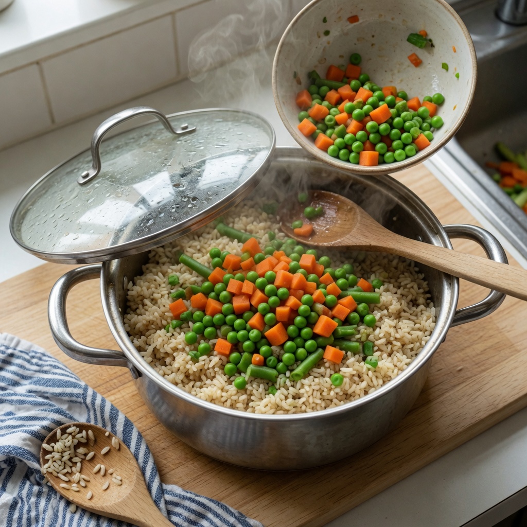 Easy Stovetop Brown Rice Veggie Dog Topper step 4