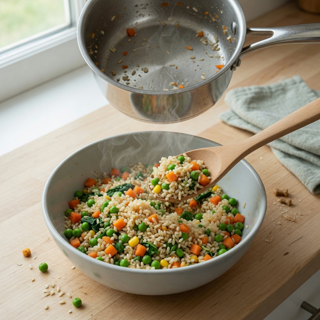 Easy Stovetop Brown Rice Veggie Dog Topper step 5