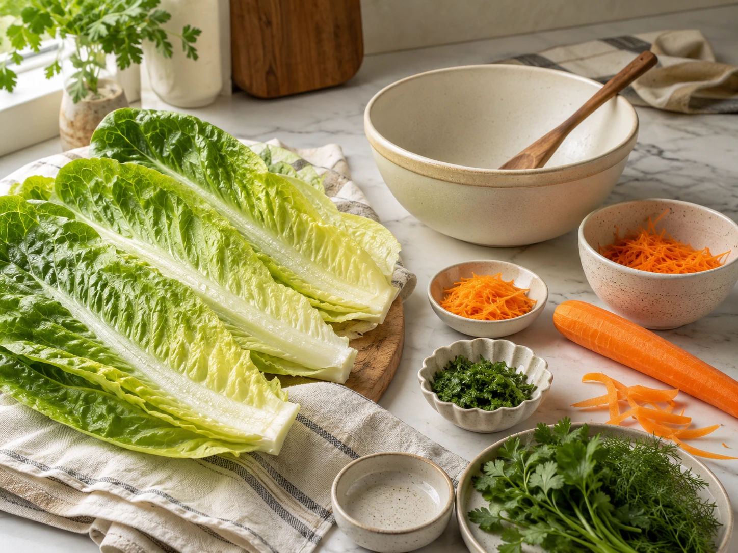 Carrot and Herb Stuffed Lettuce Wraps for Rabbit Enrichment step 1