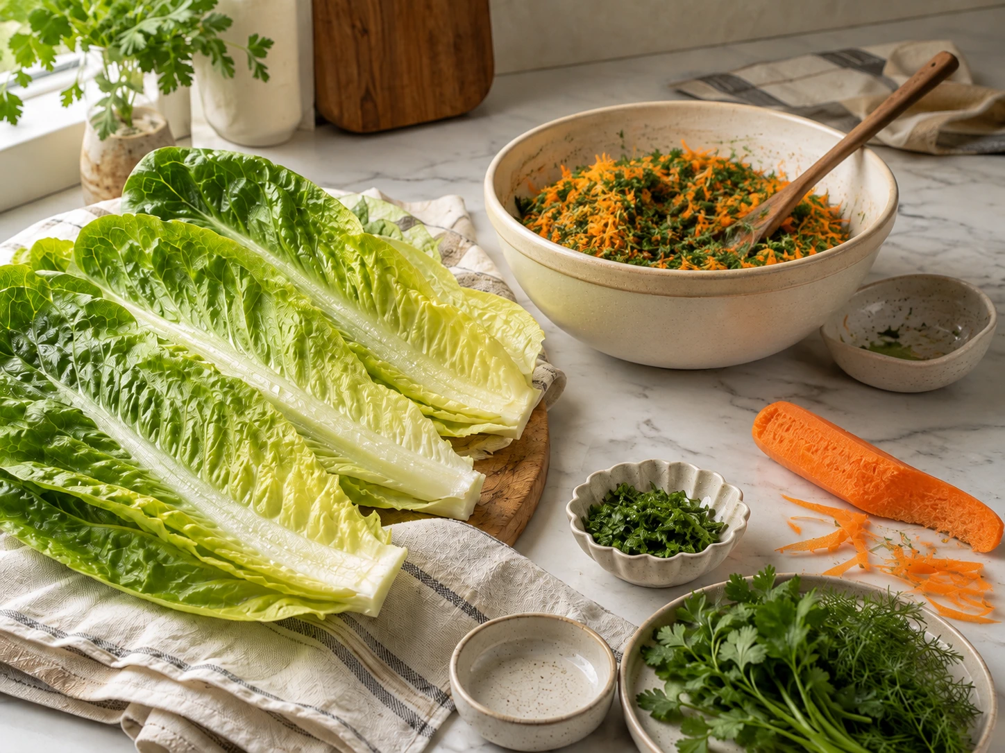 Carrot and Herb Stuffed Lettuce Wraps for Rabbit Enrichment step 2