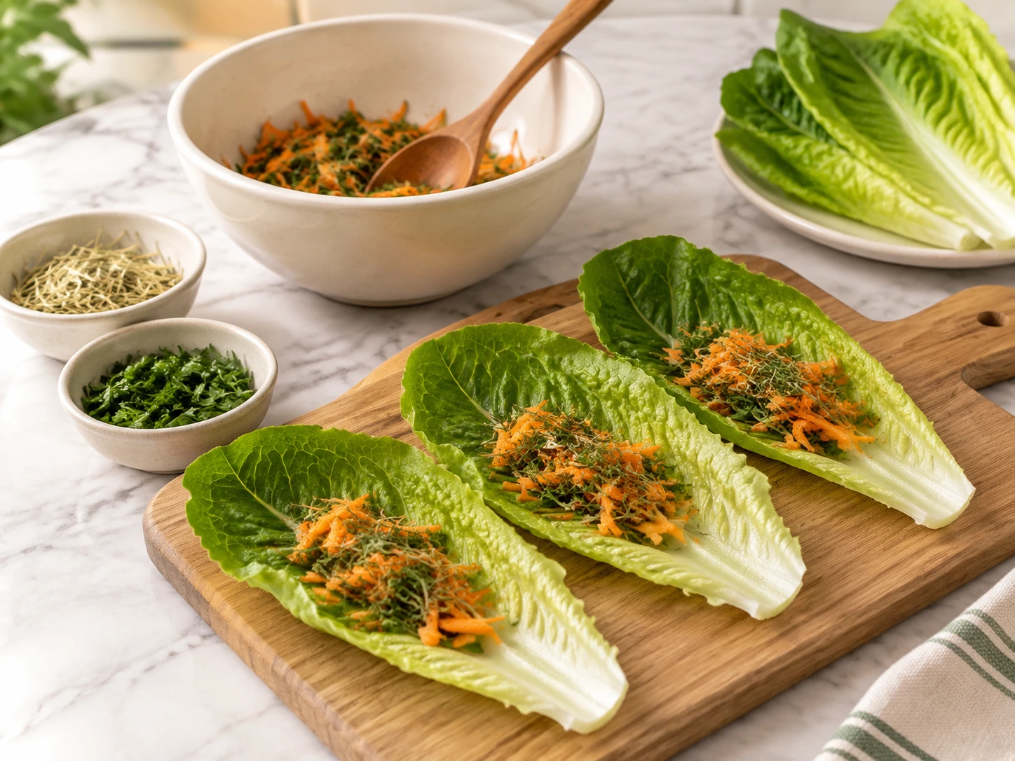 Carrot and Herb Stuffed Lettuce Wraps for Rabbit Enrichment step 3