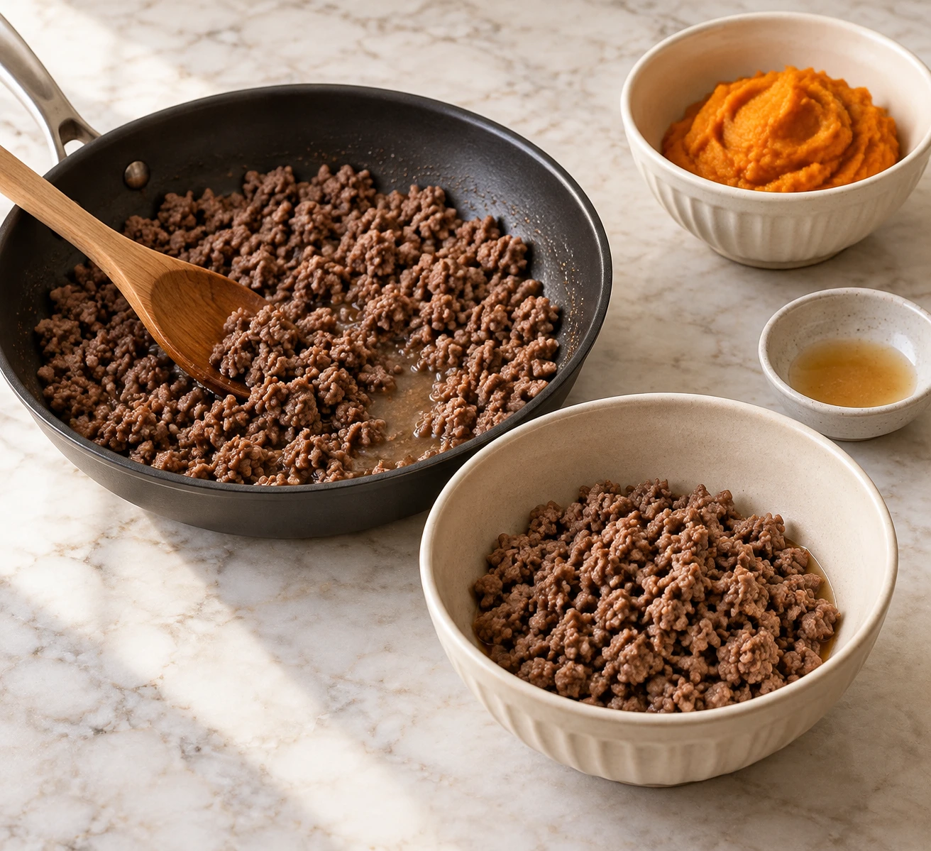Cats Beef and Pumpkin Savory Mousse step 1
