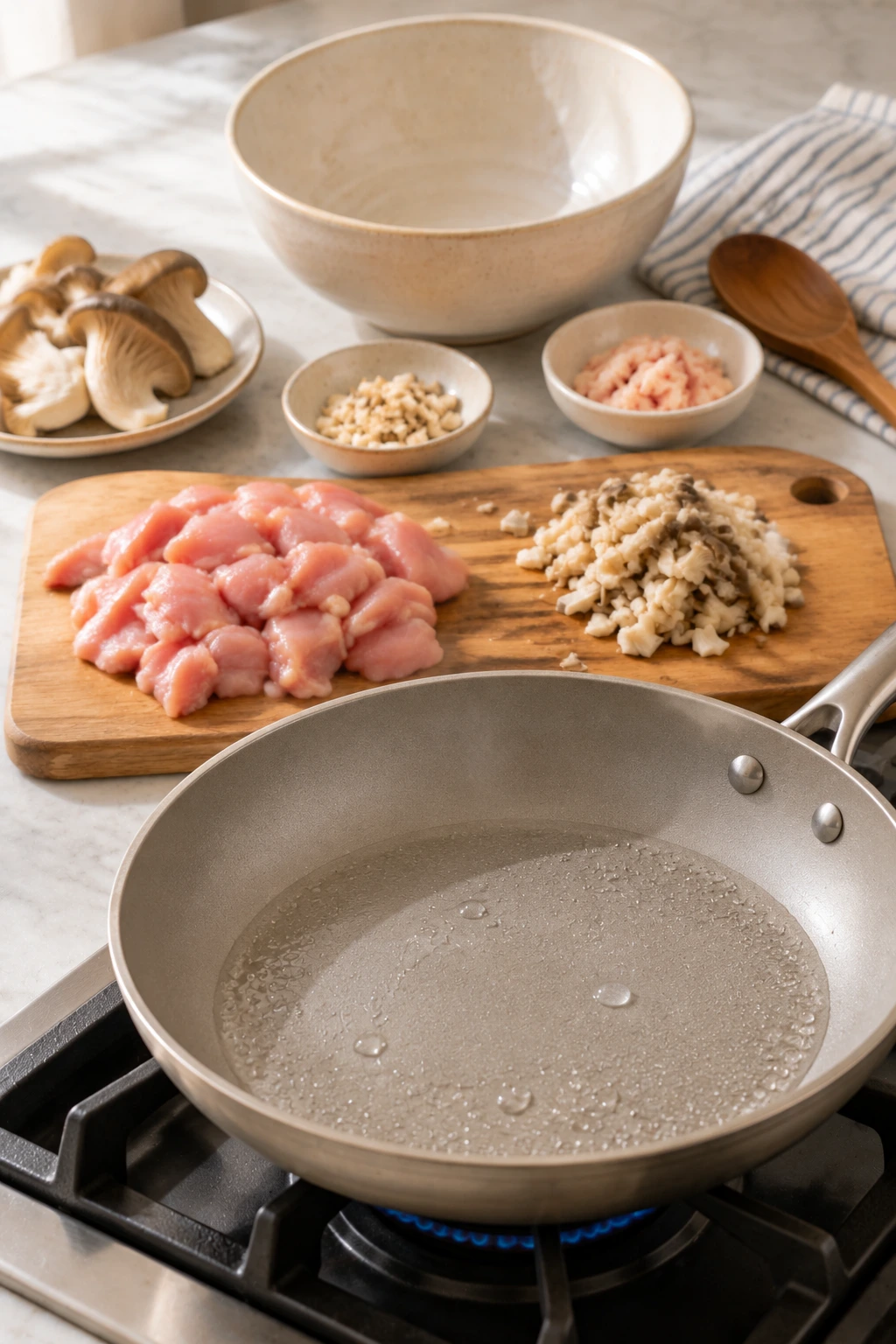 Cats Chicken and Oyster Mushroom Savory Saute step 2