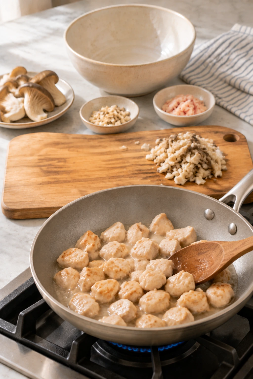 Cats Chicken and Oyster Mushroom Savory Saute step 3