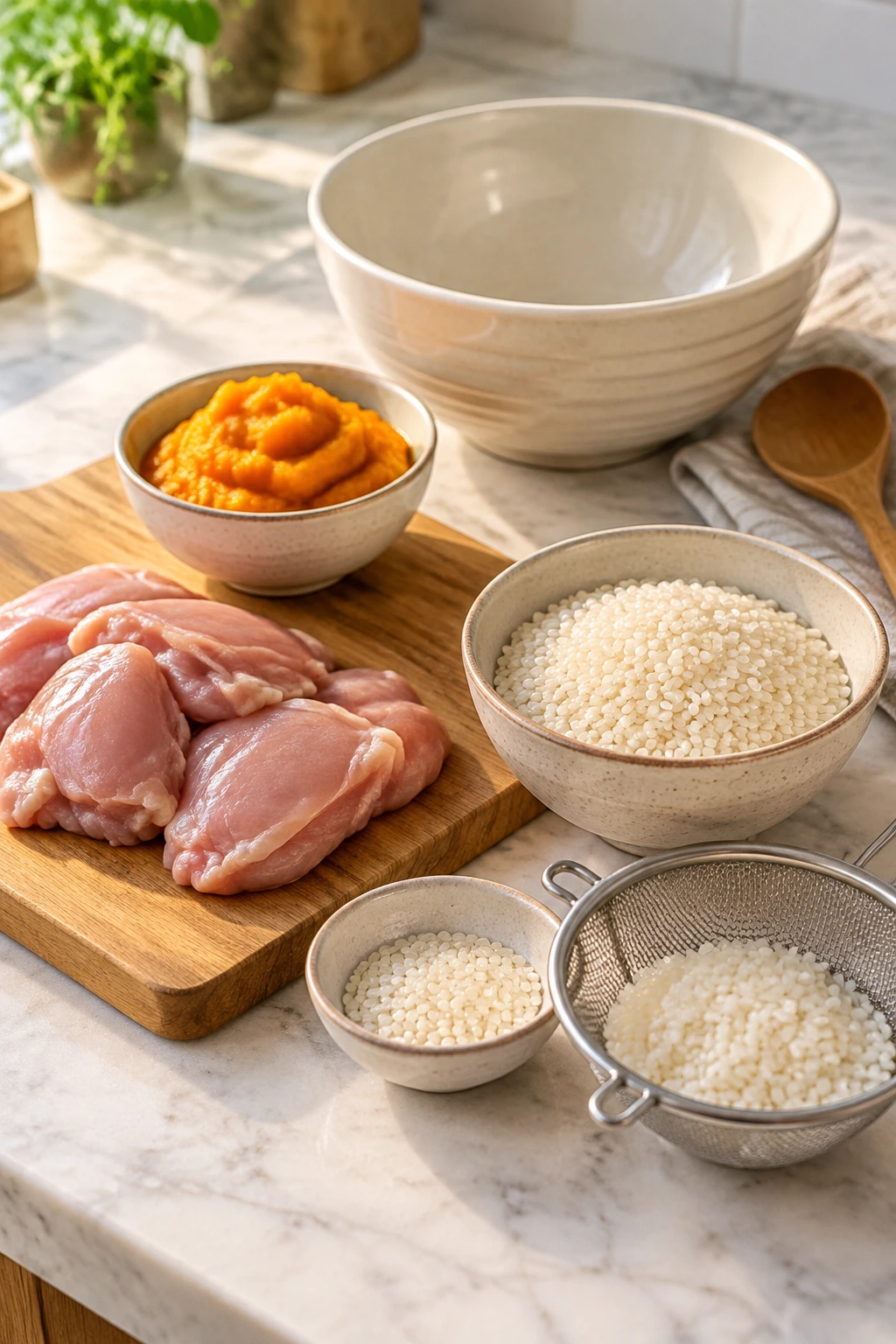 Cats Chicken and Pumpkin Savory Risotto step 1