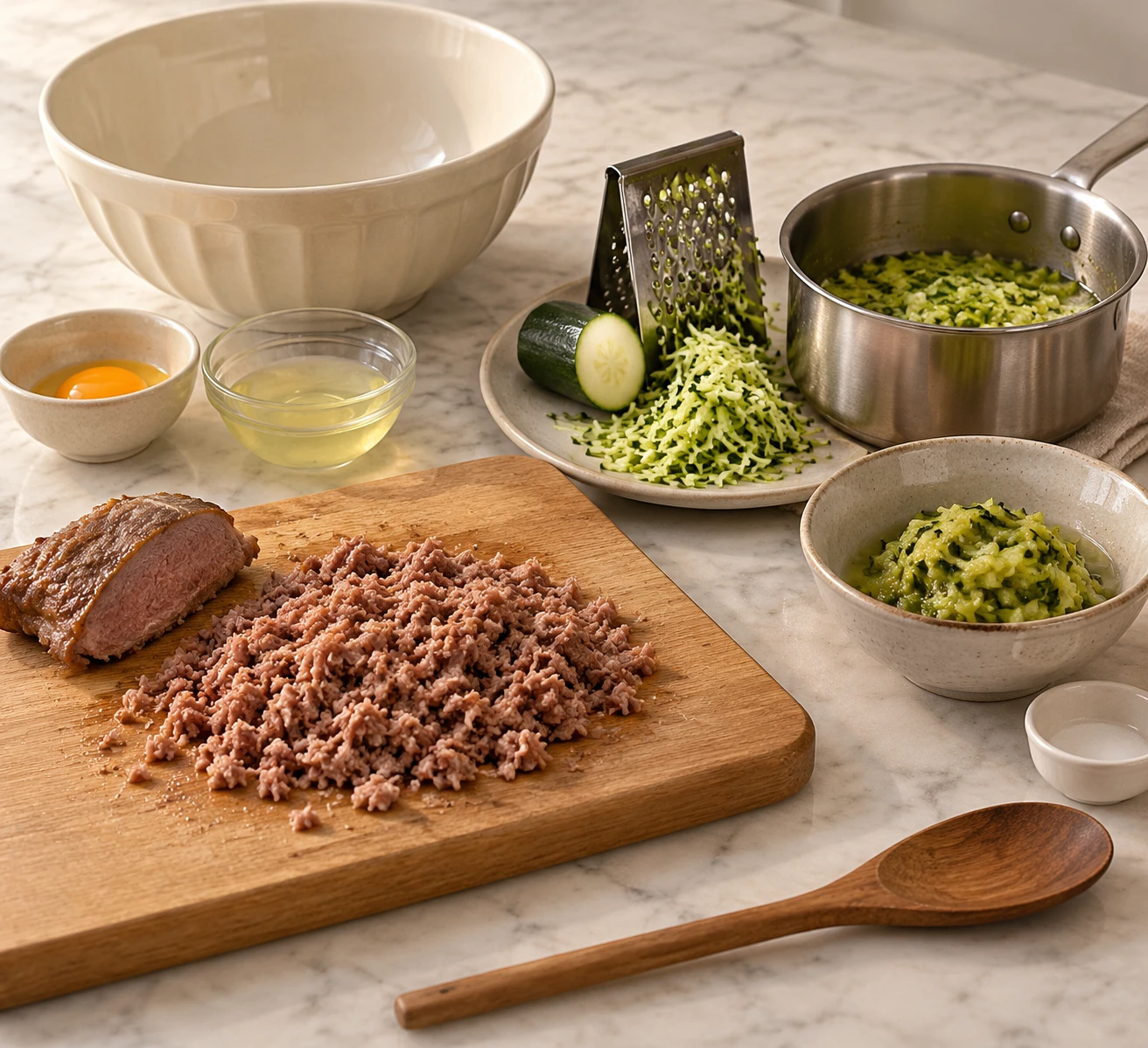 Cats Duck and Courgette Savory Souffle step 1