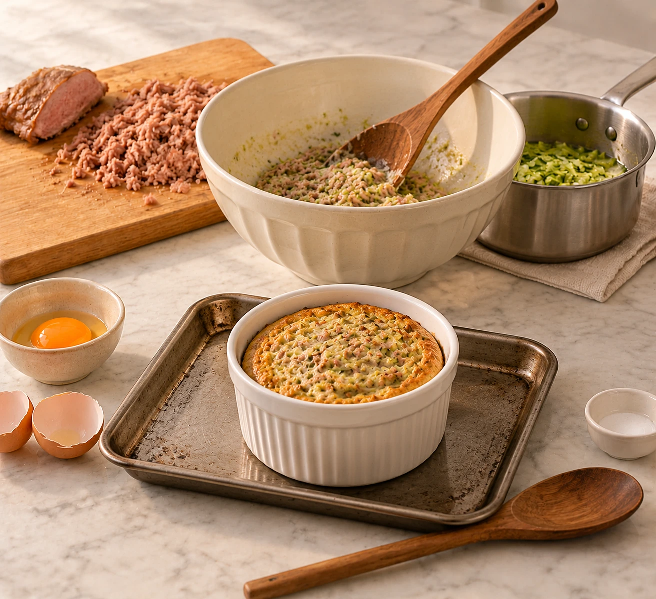 Cats Duck and Courgette Savory Souffle