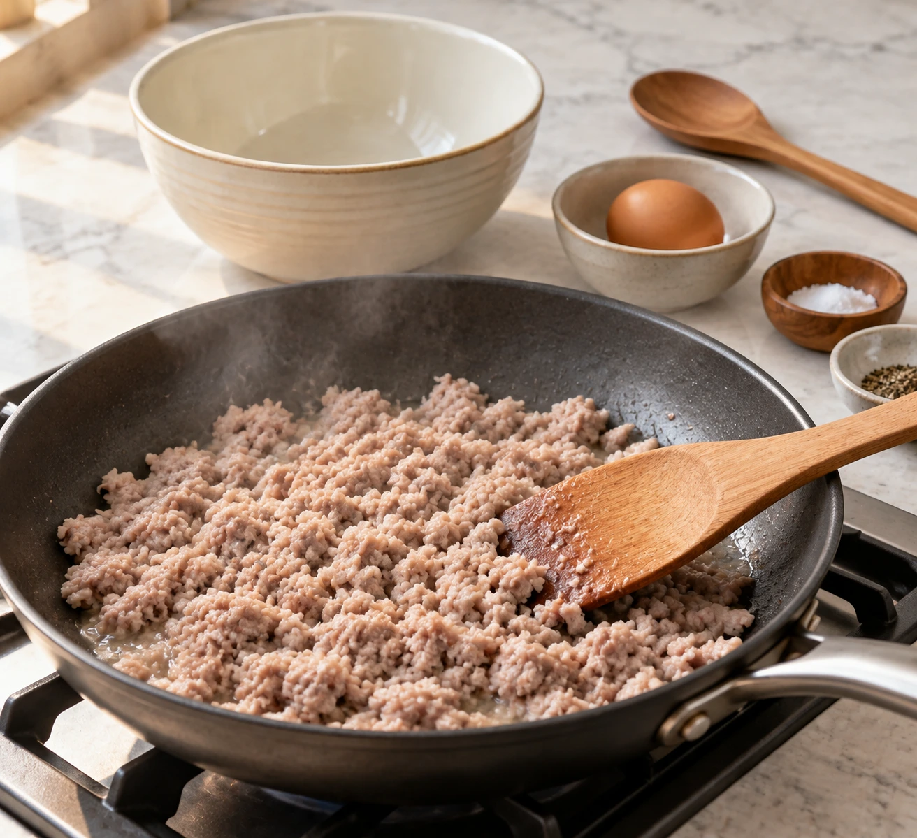 Cats Pork and Egg Breakfast Crumble step 2