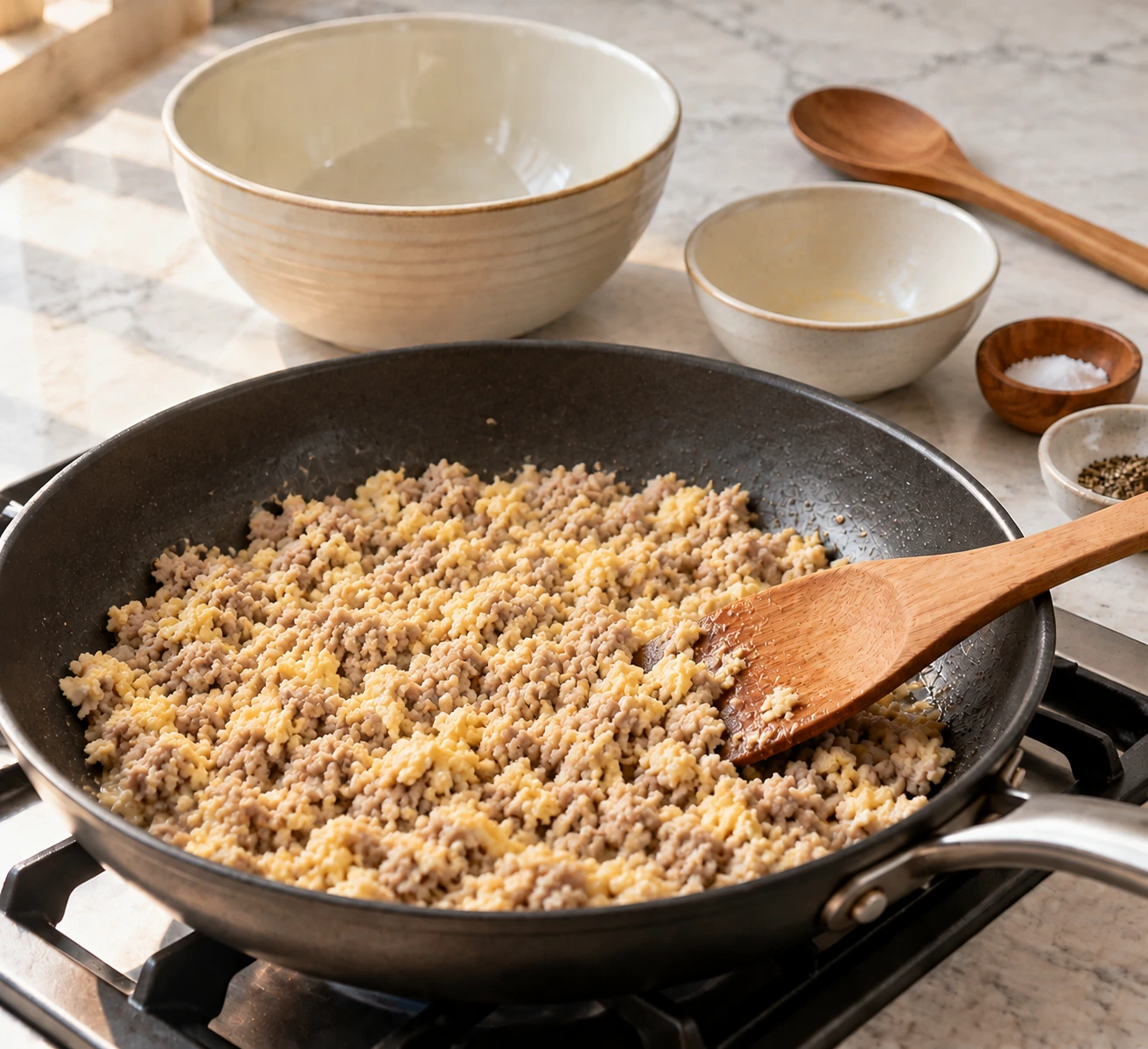 Cats Pork and Egg Breakfast Crumble