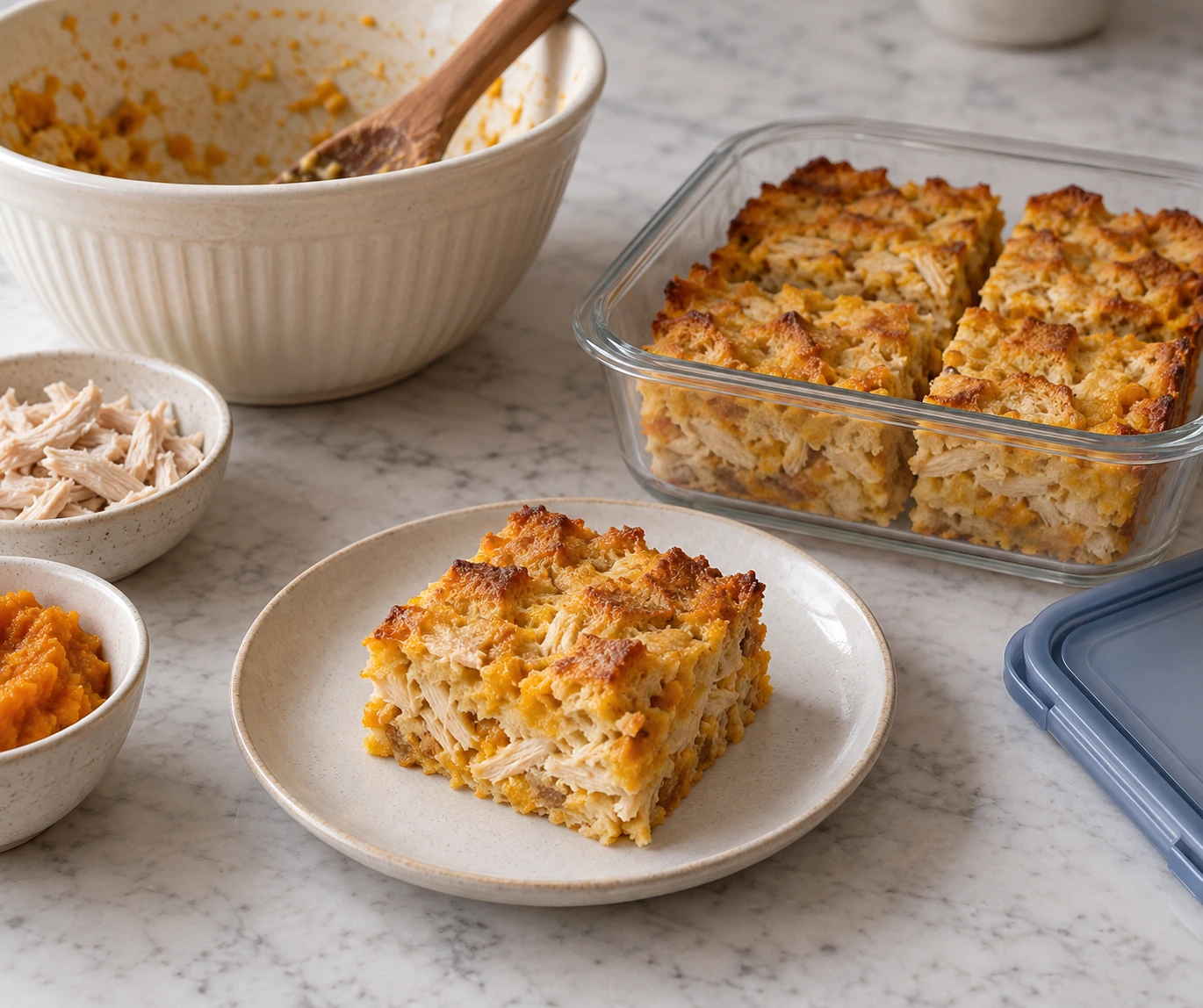 Chicken and Pumpkin Savory Cat Strata Recipe step 5