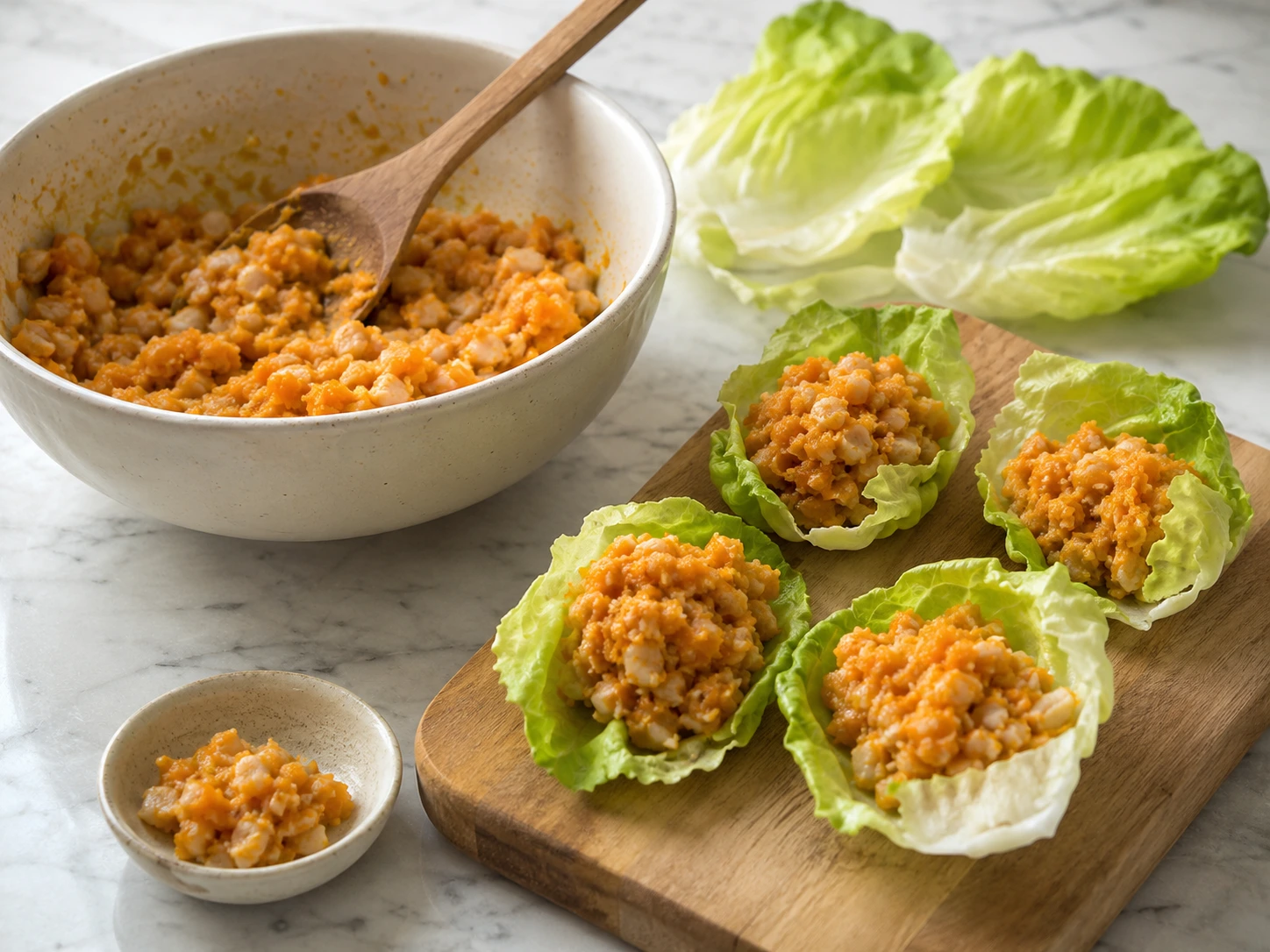 Chicken and Pumpkin Stuffed Lettuce Scoops for Cats step 4