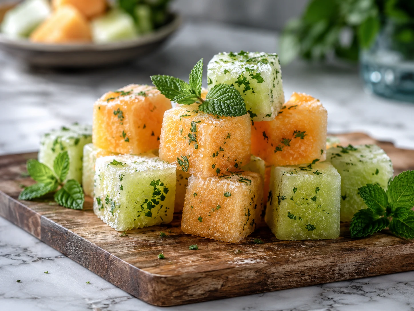 Cooling Frozen Melon & Fresh Herb Hydration Bites for Pets step 5