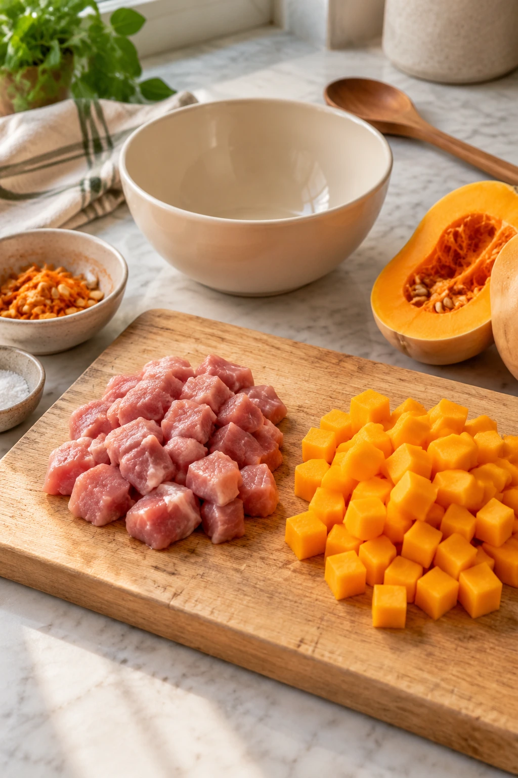 Dogs Pork and Butternut Squash Stew step 1
