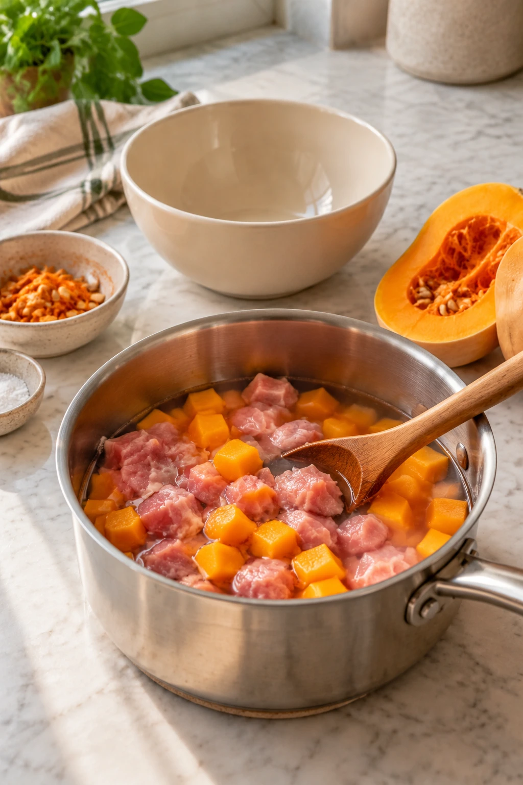 Dogs Pork and Butternut Squash Stew step 2
