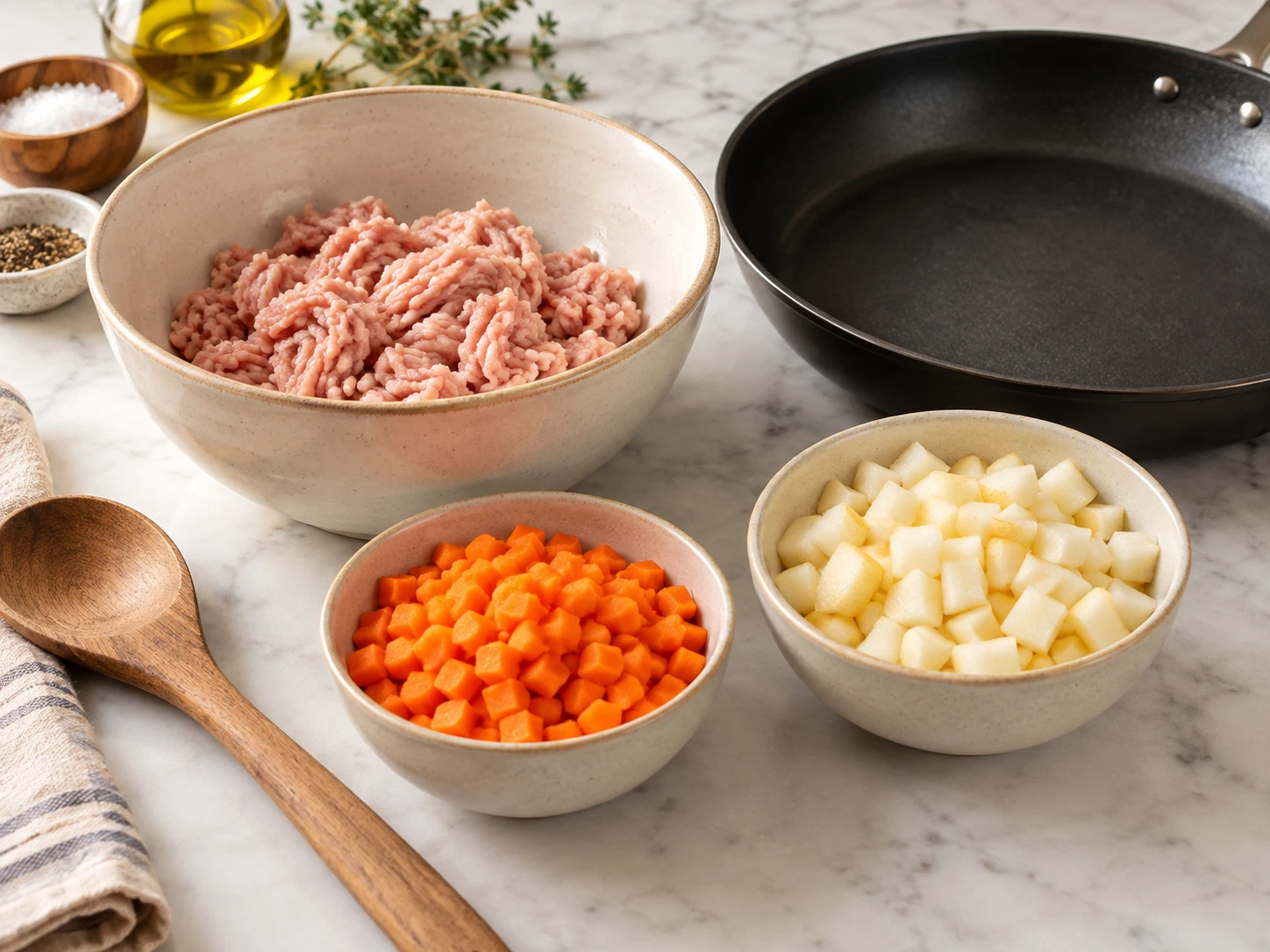 Dogs Turkey and Pear Savory Skillet Hash step 1