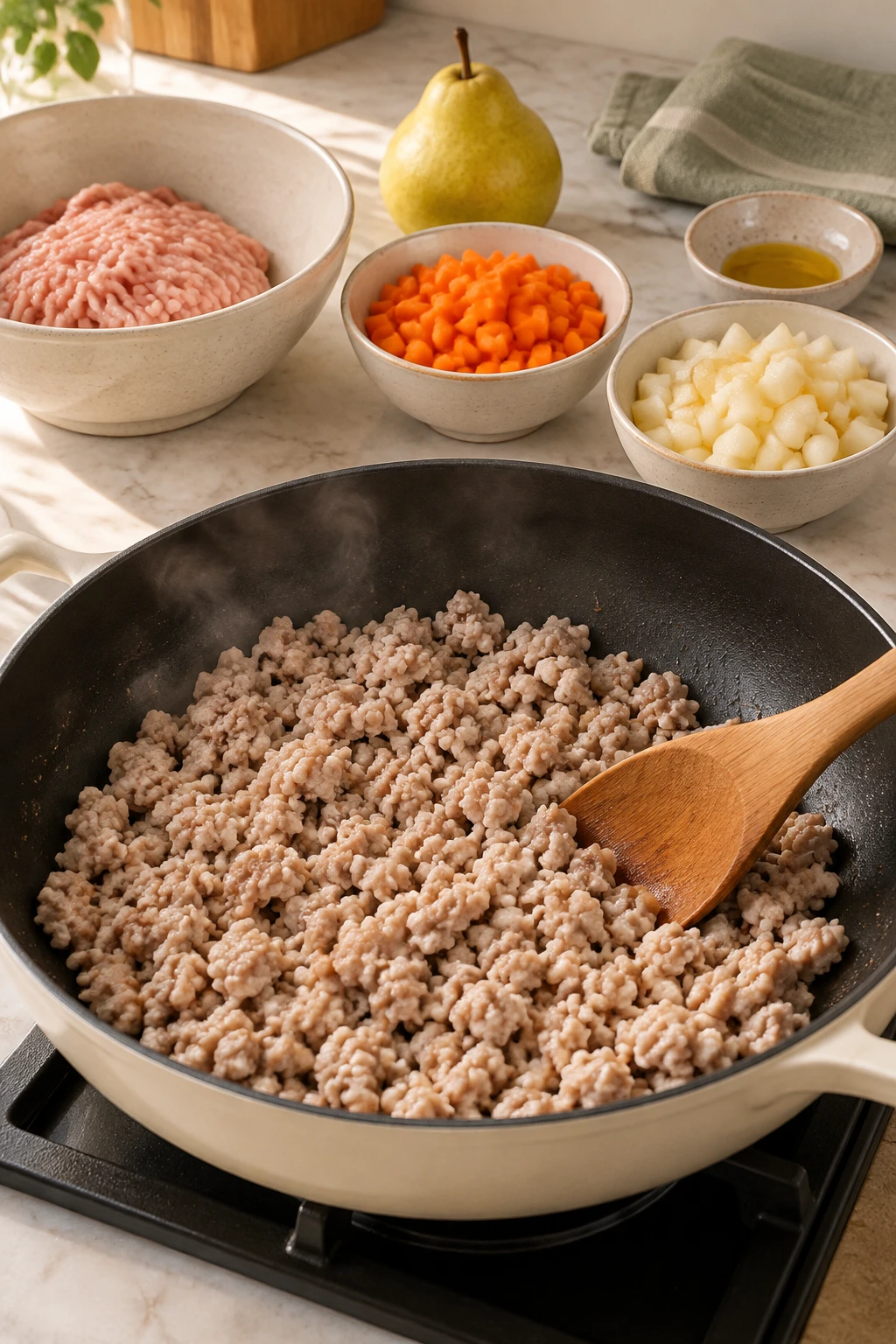 Dogs Turkey and Pear Savory Skillet Hash step 3