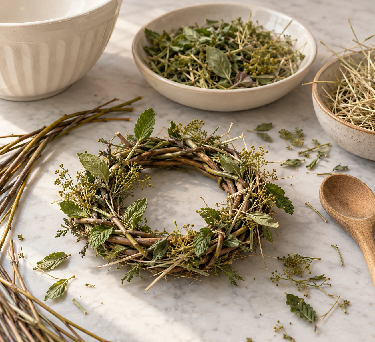 Dried Herb and Willow Forage Ring for Rabbits