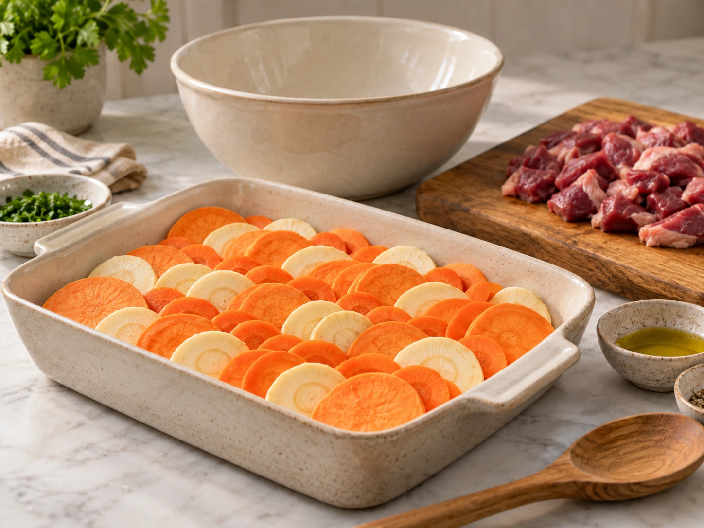 Duck and Root Vegetable Layered Dinner Bake for Dogs step 2