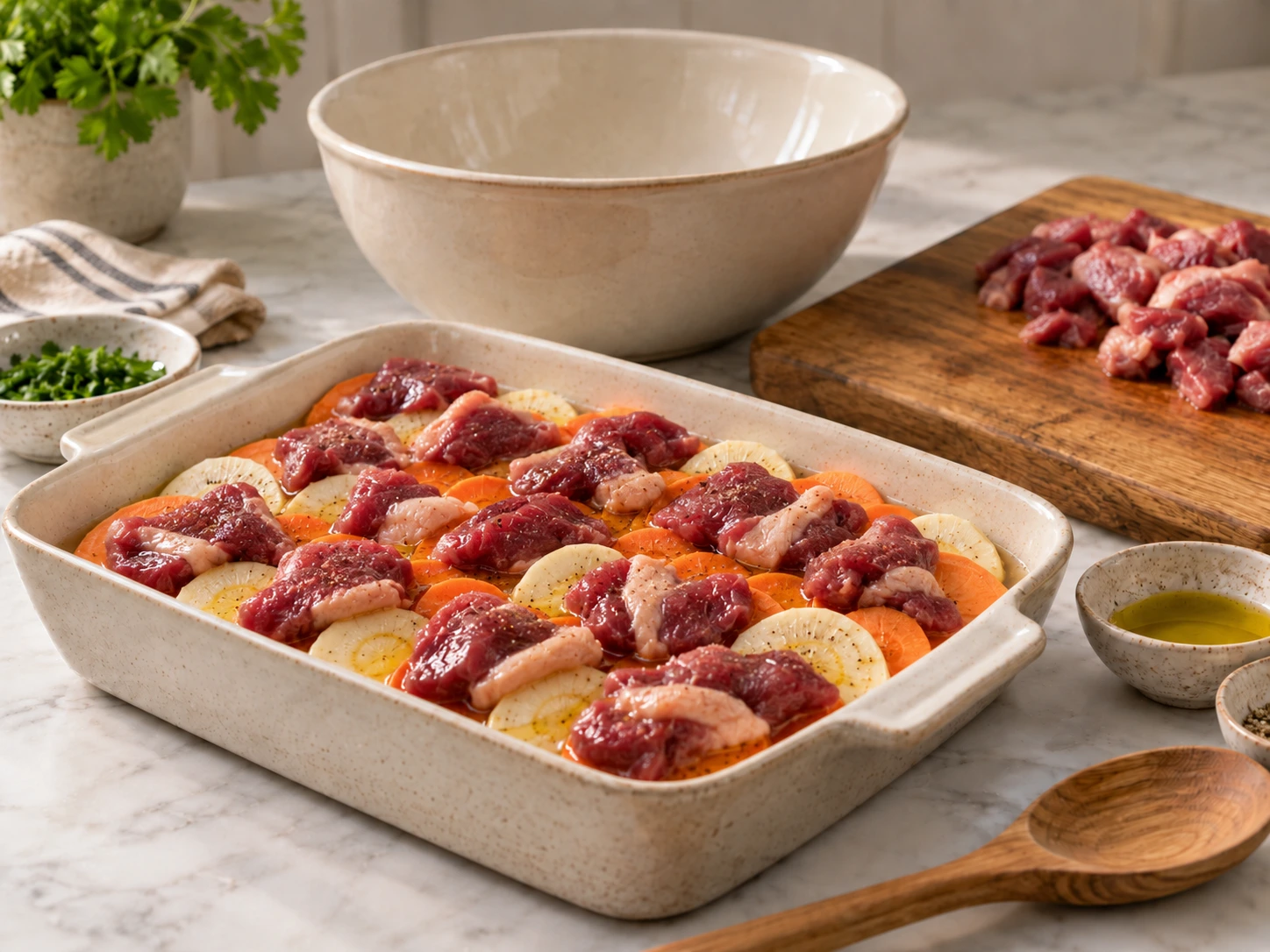 Duck and Root Vegetable Layered Dinner Bake for Dogs step 3