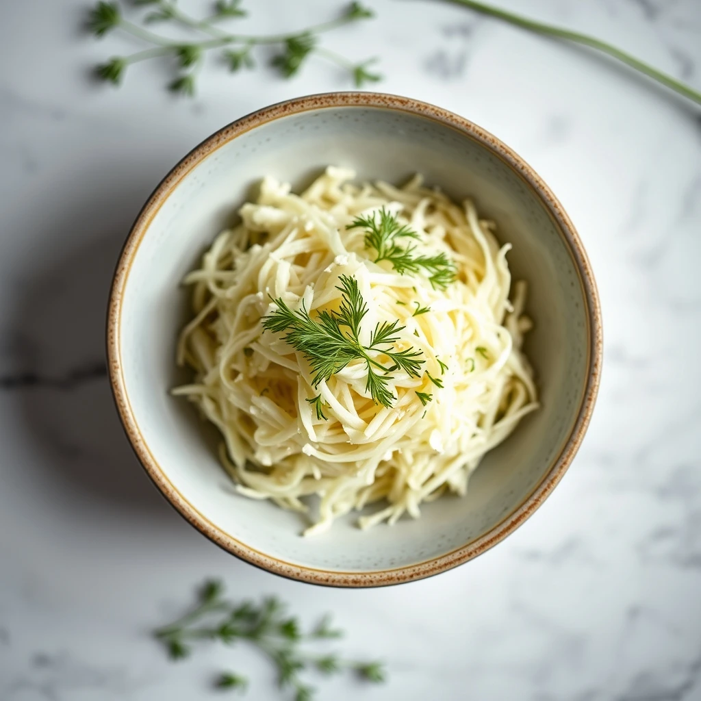 Finely Shredded Kohlrabi with Fresh Dill for Small Pets step 1