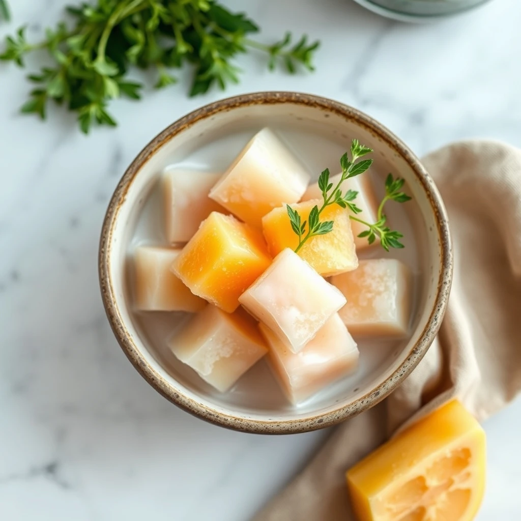 Frozen Goat Milk and Melon Cubes: A Cool, Hydrating Treat for Dogs and Cats step 1