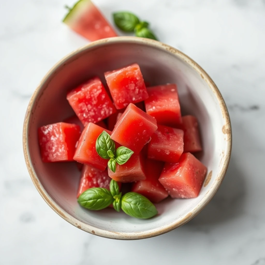 Frozen Watermelon and Basil Puree Cubes for Dogs step 1