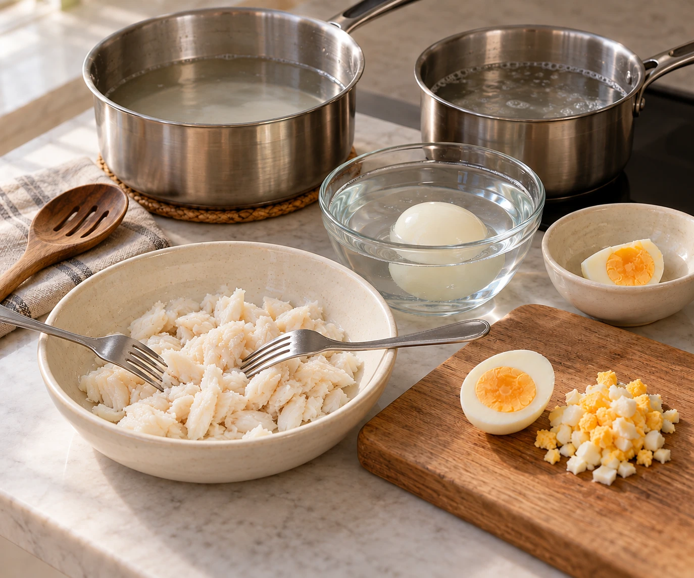 Gently Poached Cod and Egg Flake Medley for Cats