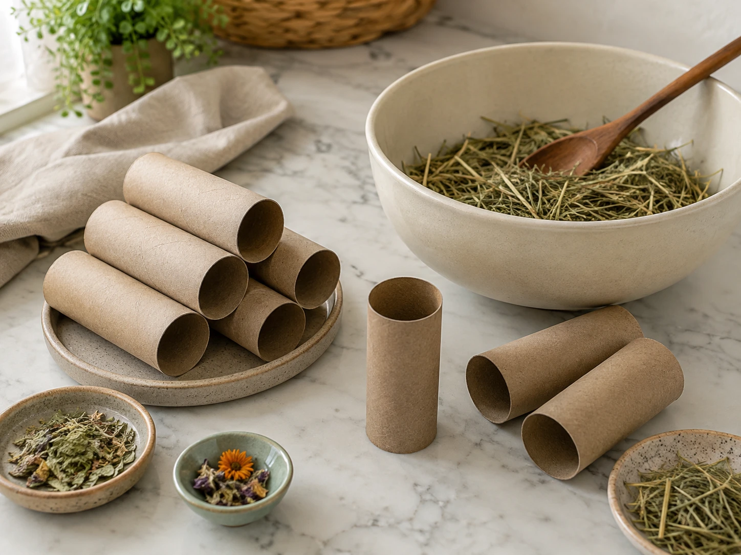 Herb and Vegetable Foraging Paper Rolls for Rabbits