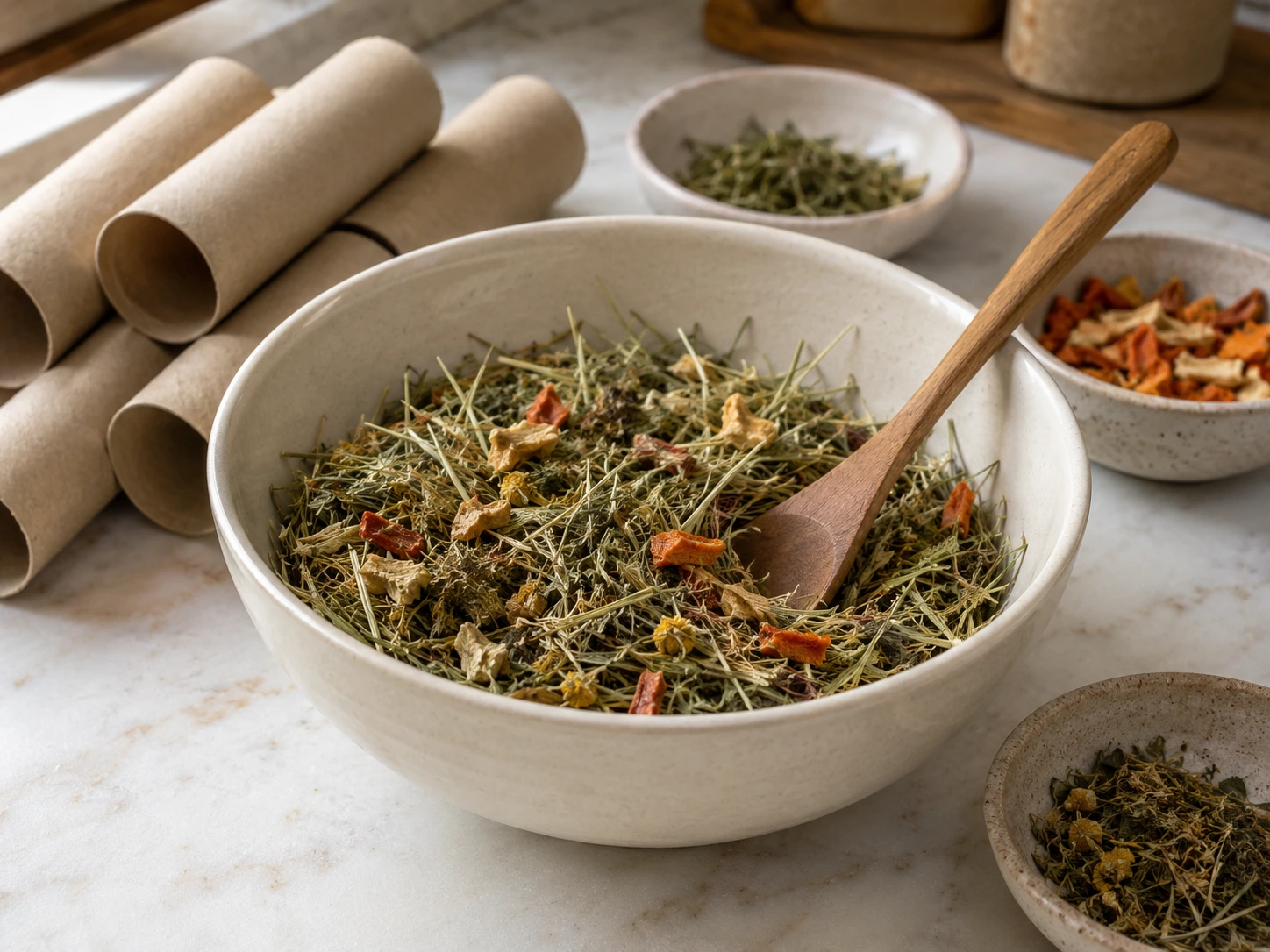 Herb and Vegetable Foraging Paper Rolls for Rabbits step 2