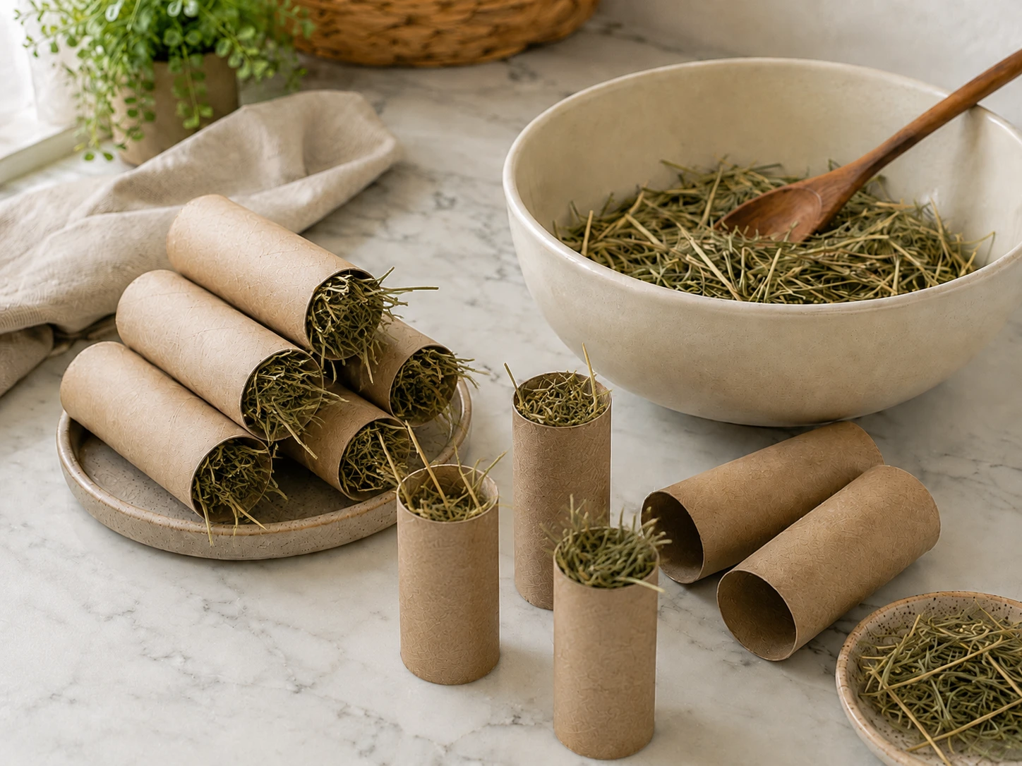 Herb and Vegetable Foraging Paper Rolls for Rabbits step 4