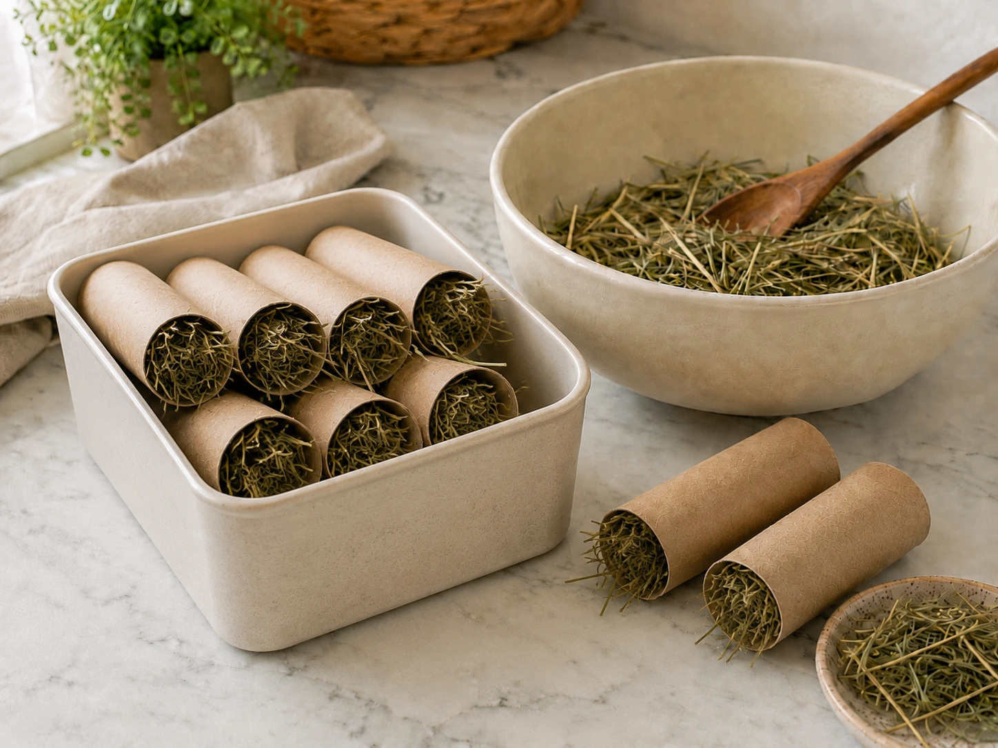Herb and Vegetable Foraging Paper Rolls for Rabbits step 5