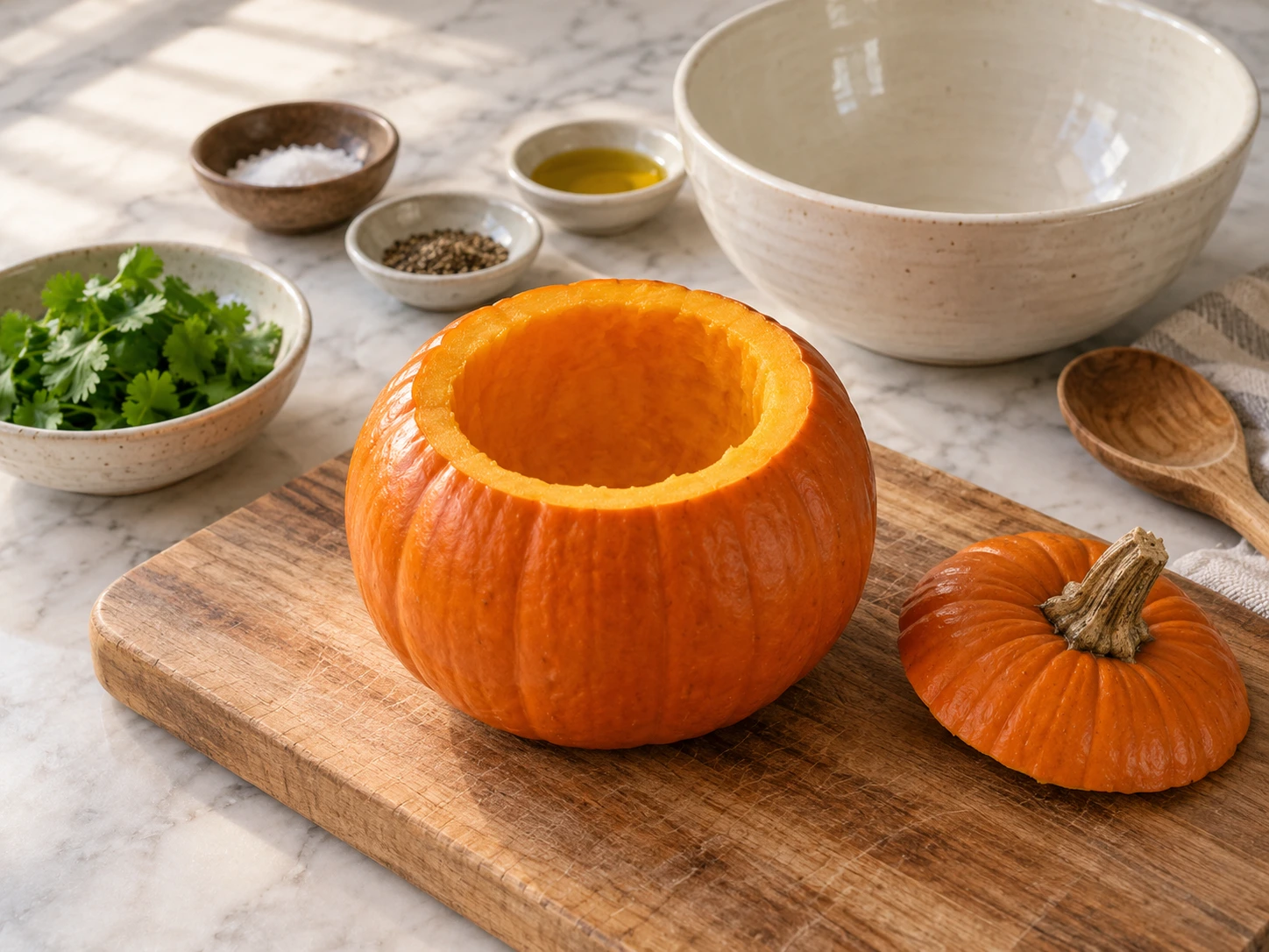 Herb Stuffed Pumpkin Hollow for Rabbits step 1